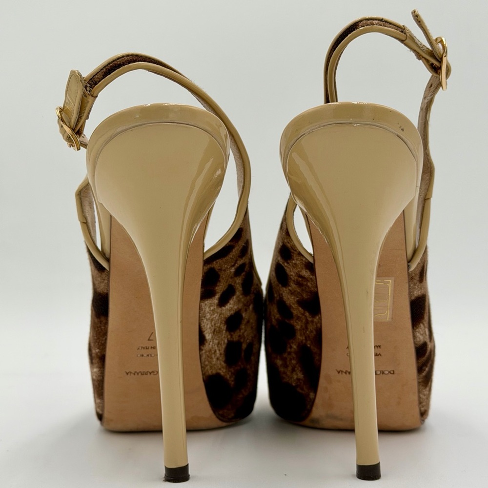 DOLCE & GABBANA Rare Vintage Leopard Slingback Platform Heels Style # 15228 - Picture 6 of 16